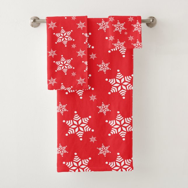 Conjunto De Toalhas Padrão do Floco de Neve, Flocos de Neve Brancos, N (Insitu)