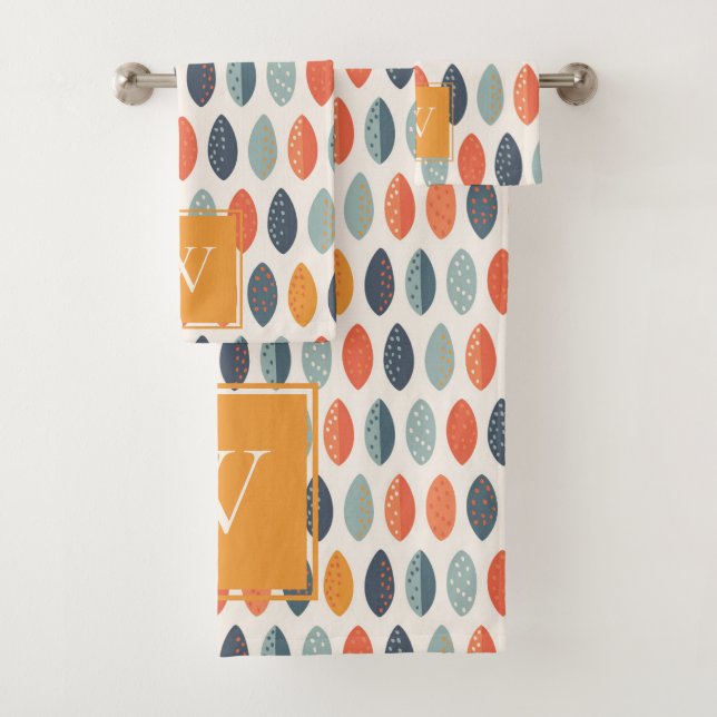 Conjunto De Toalhas Padrão do Monograma Botânico Folheto Laranja-Claro (Insitu)