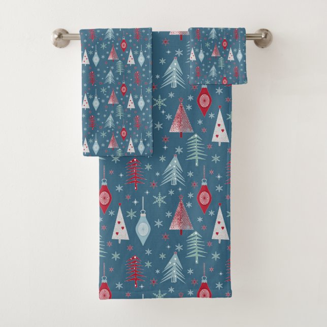 Conjunto De Toalhas Padrão do Natal de inverno. (Insitu)