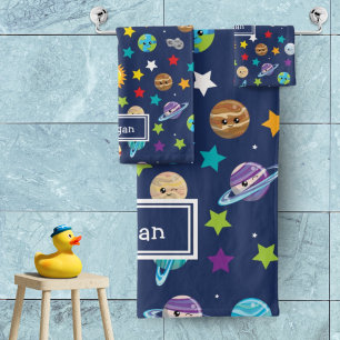 Conjunto De Toalhas Padrão do sistema solar para banheiro infantil