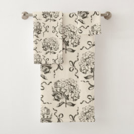 Conjunto De Toalhas Padrão do Toile Beige do Arco de Hydrangea de pré-