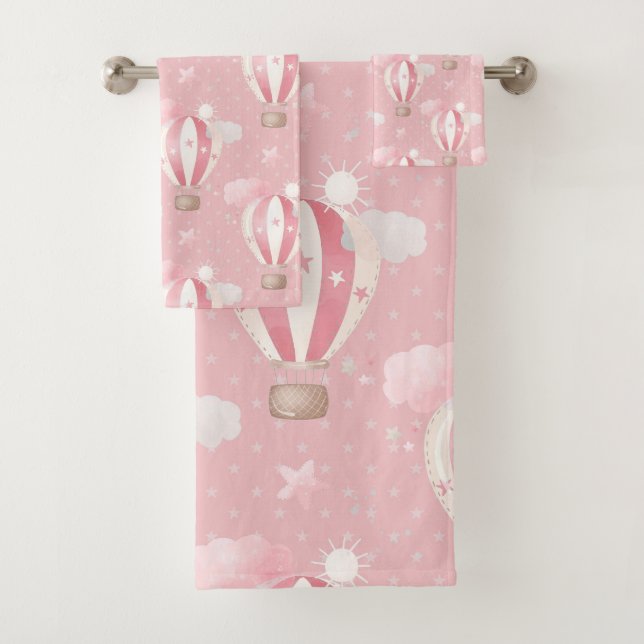 Conjunto De Toalhas Padrão dos balões cor-de-rosa (Insitu)