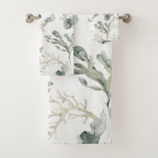 Conjunto De Toalhas Padrão dos Verdes do Mar