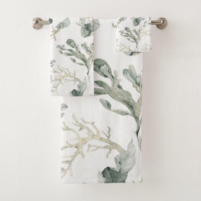 Conjunto De Toalhas Padrão dos Verdes do Mar (Insitu)