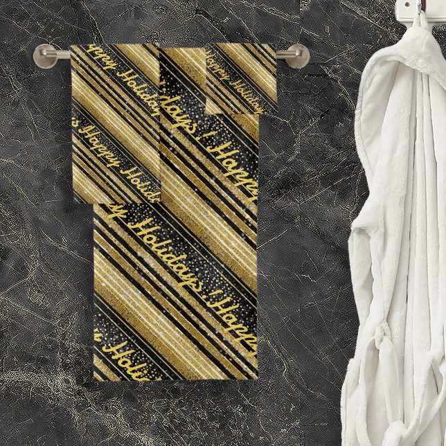 Conjunto De Toalhas Padrão Dourado de Natal preto nº 28 ID1009 (Criador carregado)