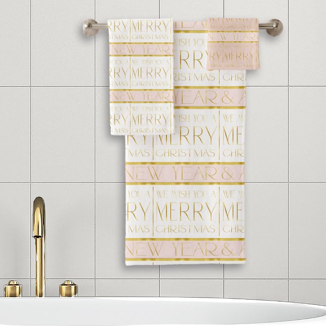 Conjunto De Toalhas Padrão Dourado de Natal rosa#35 ID1009 (Criador carregado)