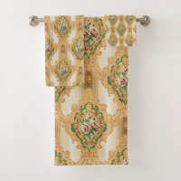 Padrão Dourado Floral Vintage Chic
