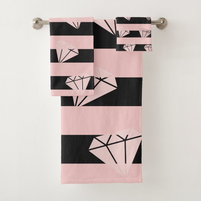 Conjunto De Toalhas Padrão elegante de lâmina de ouro de rosa (Insitu)