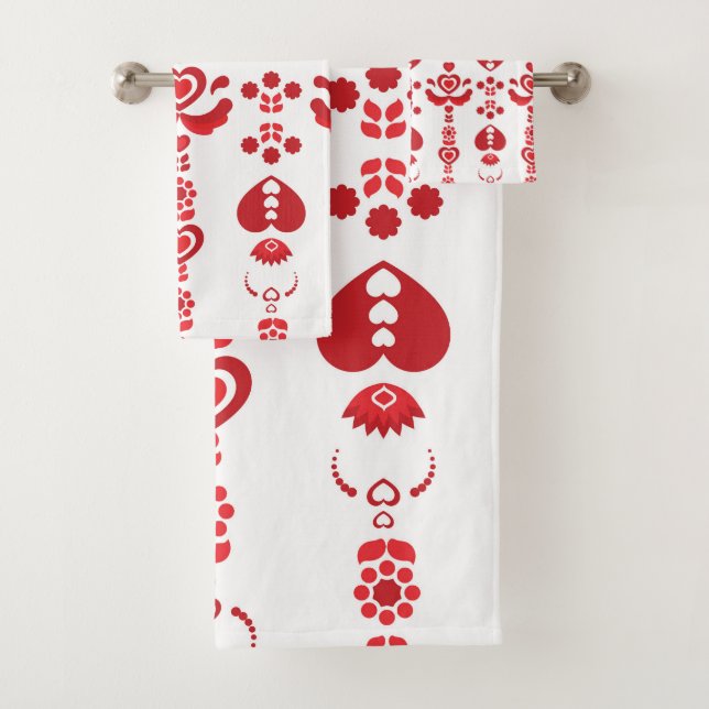 Conjunto De Toalhas Padrão Escandinavo de Natal Rosemaling Moderno (Insitu)