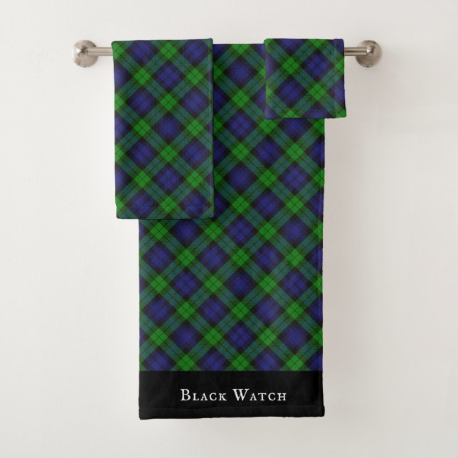 Conjunto De Toalhas Padrão Escocês da Xadrez Tartan Black Watch (Insitu)