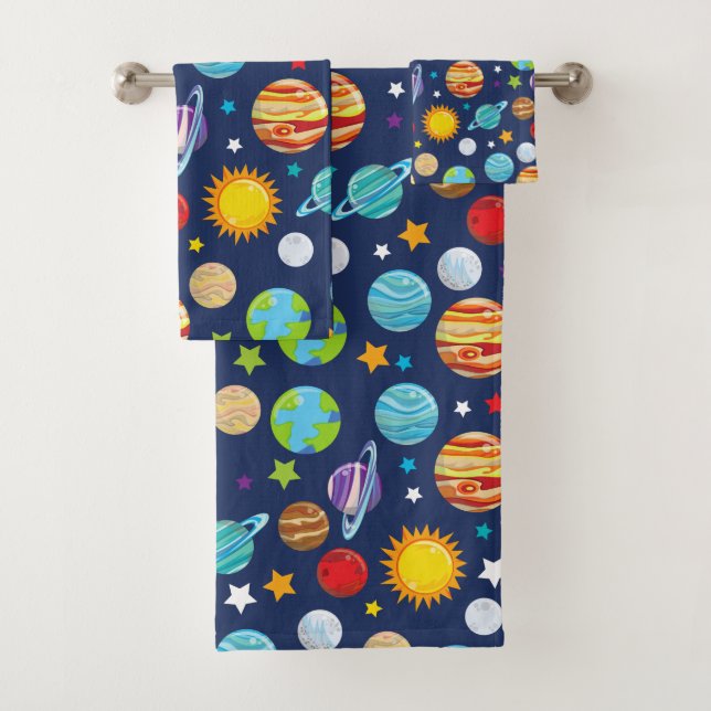 Conjunto De Toalhas Padrão Espacial, Planetas, Estrelas, Cosmos, Galáx (Insitu)