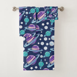 Conjunto De Toalhas Padrão Espacial, Planetas, Estrelas, Galáxias, Cos