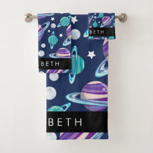 Conjunto De Toalhas Padrão Espacial, Planetas, Estrelas, Galáxias, Seu