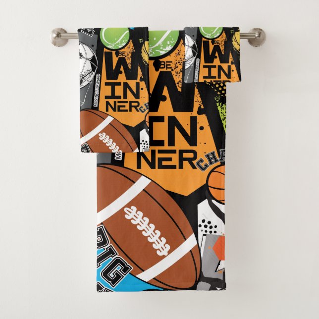 Conjunto De Toalhas Padrão Esportivo Com Bolas (Insitu)