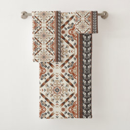 Conjunto De Toalhas Padrão Étnico Oriental Floral