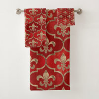 Padrão Fleur-de-lis vermelho luxuoso