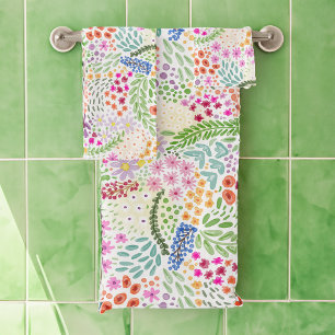 Conjunto De Toalhas Padrão Floral Aquarela Bonito Sprint Colorido