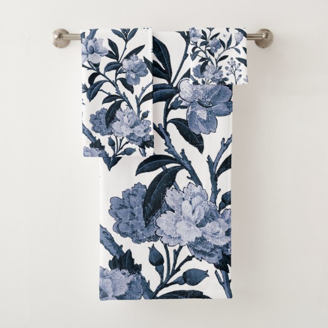 Conjunto De Toalhas Padrão floral azul (Insitu)