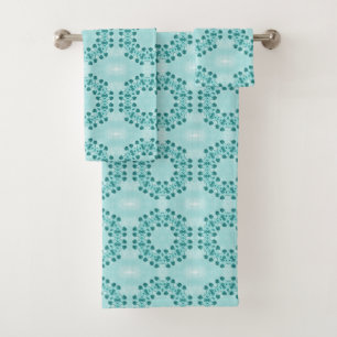 Conjunto De Toalhas Padrão Floral, Azul Teal