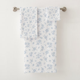 Conjunto De Toalhas Padrão Floral Bobo Casa de Praia Azul Branco