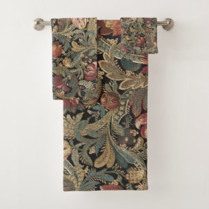 Conjunto De Toalhas Padrão Floral Botânico Vintage Sombrio e Mal-humor