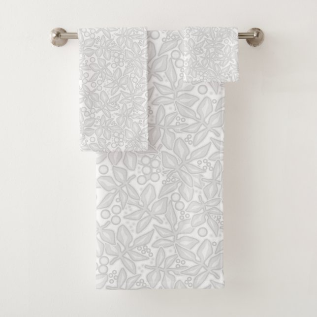 Conjunto De Toalhas Padrão floral branco rosa (Insitu)