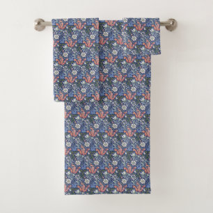 Conjunto De Toalhas Padrão Floral Compton 1896 Azul Fundo Morris