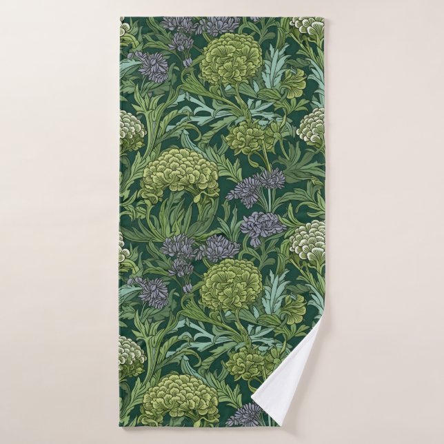 Conjunto De Toalhas Padrão floral contínuo no estilo de William Morris (Toalha de Banho)