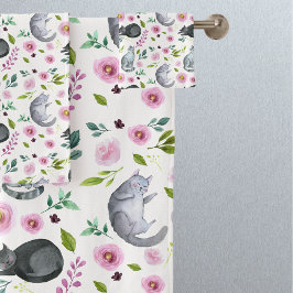 Conjunto De Toalhas Padrão Floral Cor-de-Rosa Gato Gato