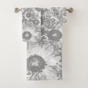 Conjunto De Toalhas Padrão Floral da Cinza de Pastel