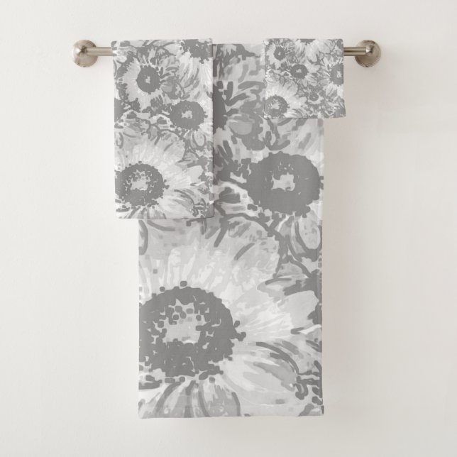 Conjunto De Toalhas Padrão Floral da Cinza de Pastel (Insitu)