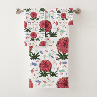 Conjunto De Toalhas Padrão floral da Zinnia