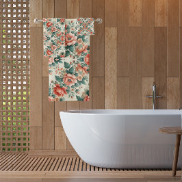 Conjunto De Toalhas Padrão Floral de Algodão do País