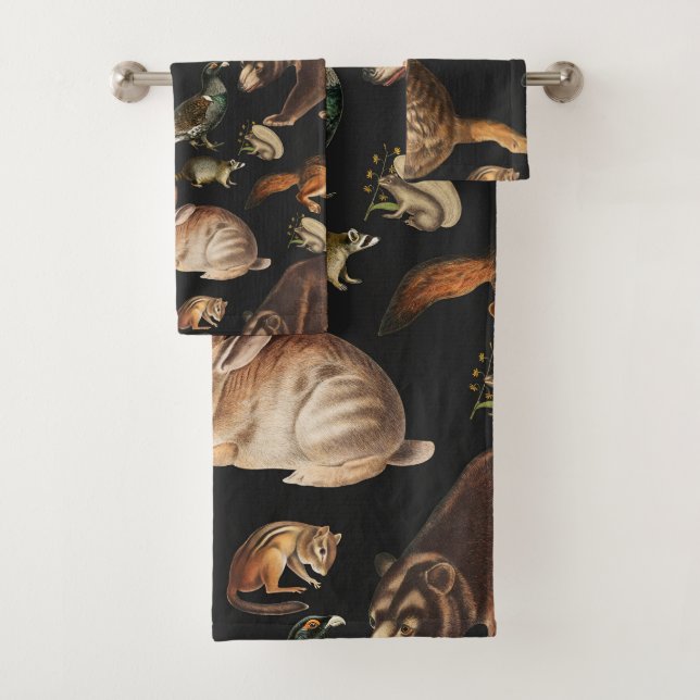 Conjunto De Toalhas Padrão Floral De Animais Da Floresta Whimsical (Insitu)