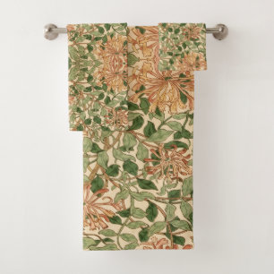 Conjunto De Toalhas Padrão floral de madressilva vintage de William Mo