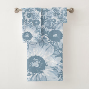 Conjunto De Toalhas Padrão Floral de Marinho de Pastel
