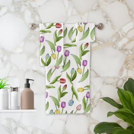 Conjunto De Toalhas Padrão Floral de Tulipa Colorida Moderna