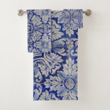 Padrão Floral de Vintagem do Mediterrâneo Azul e B