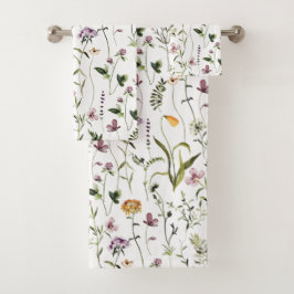 Conjunto De Toalhas Padrão Floral do Jardim de Flores Selvagens