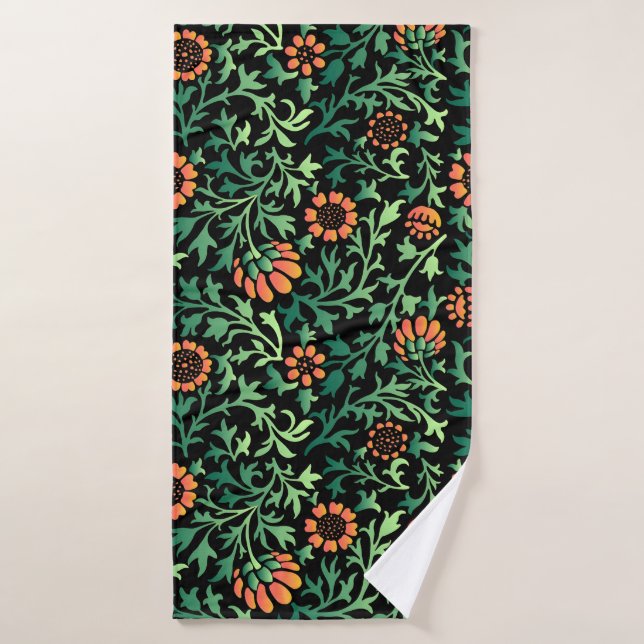 Conjunto De Toalhas Padrão Floral Intricado com Folhas Verdes (Toalha de Banho)