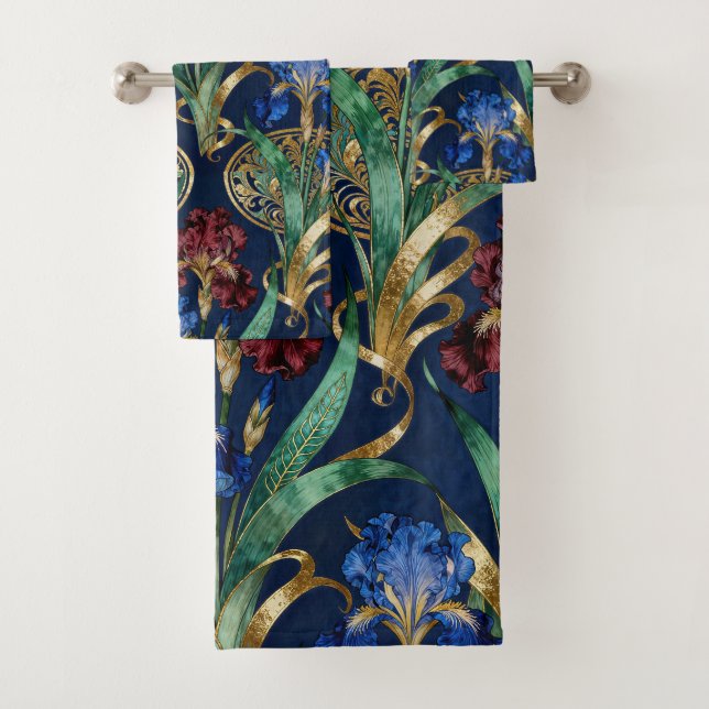 Conjunto De Toalhas Padrão Floral Intrincado com Íris (Insitu)