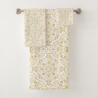 Padrão floral marroquino Dourado e branco