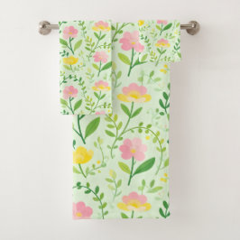 Conjunto De Toalhas Padrão Floral Pastel de Primavera
