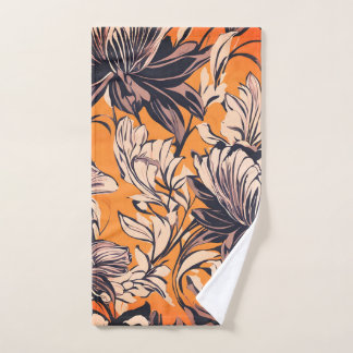 Conjunto De Toalhas Padrão Floral Preto e Branco Elegante em Dourado M