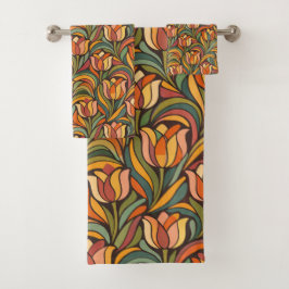 Conjunto De Toalhas Padrão Floral Retro Arte Nova Decoração
