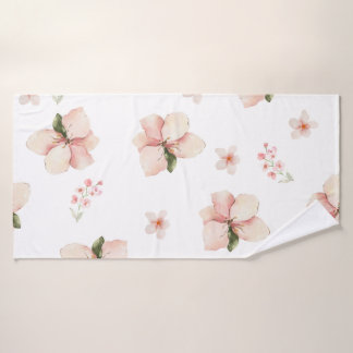 Conjunto De Toalhas Padrão Floral Sem Costura com Aquarela Suave