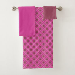 Conjunto De Toalhas Padrão Floral Sem Costura Estrela Arabesco Rosa