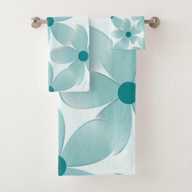 Conjunto De Toalhas Padrão Floral verde. (Insitu)