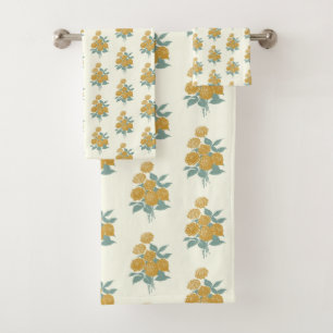 Conjunto De Toalhas Padrão Floral Vintage Amarelo de outono