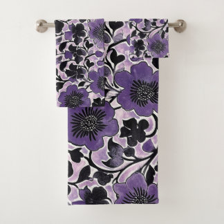 Conjunto De Toalhas Padrão Floral Violet